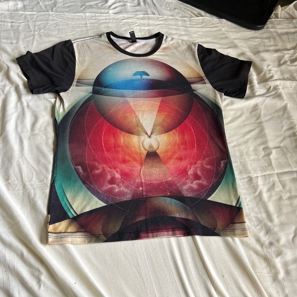 Imaginary Foundation Stars Tree Universe T-shirt Beige Black Psychedelic - Picture 3 of 7